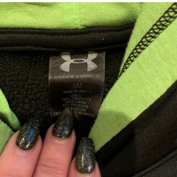 UNDER ARMOUR Black Green Hoodie Sweatshirt - Picture 3 of 3
